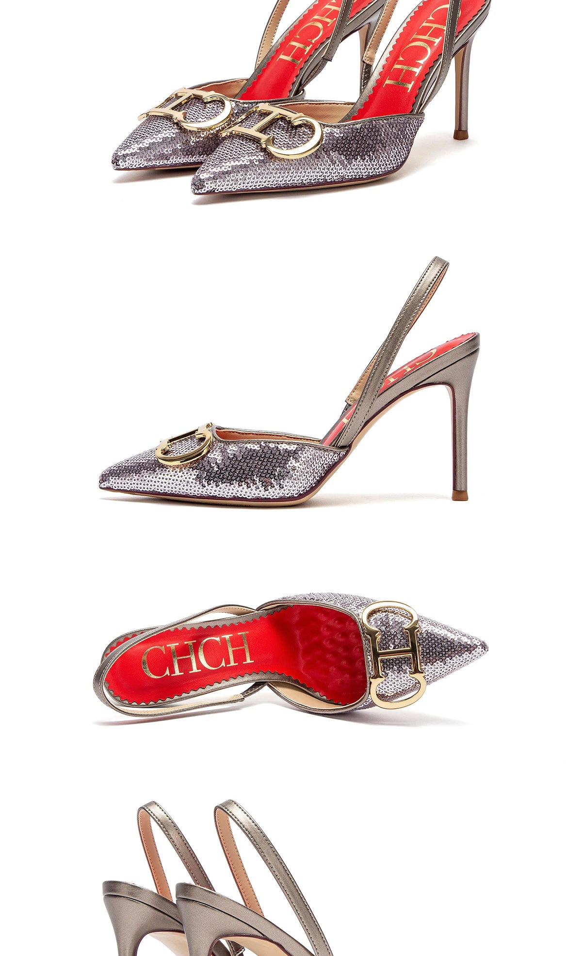 Stilettos de Mujer Punta Fina con Tiras y Plataforma 9 cm