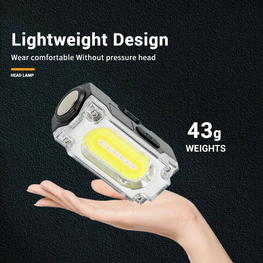 Linterna Frontal LED COB Recargable USB para Camping y Pesca
