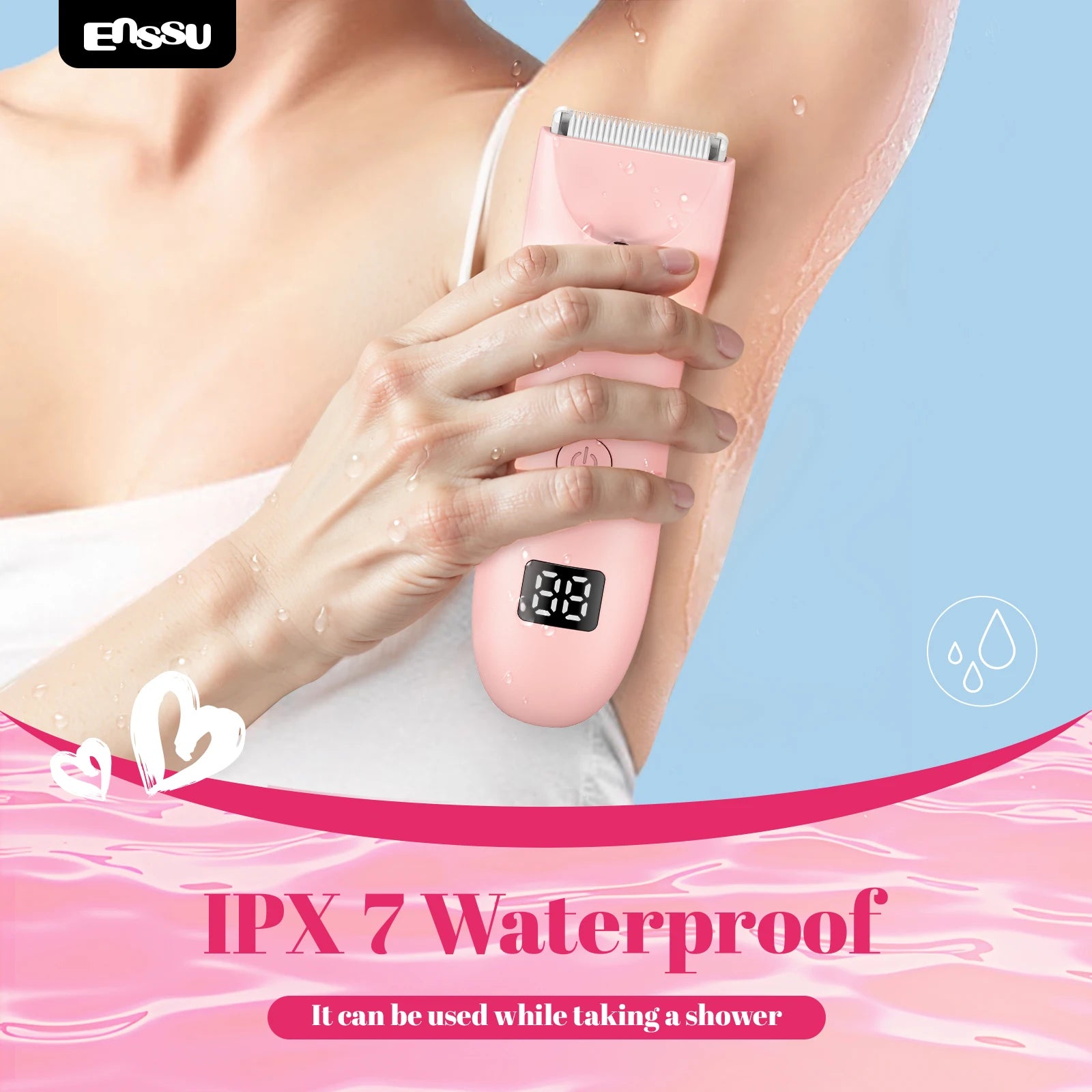 Afeitadora Corporal Eléctrica con Pantalla LED para Mujer y Hombre, IPX7