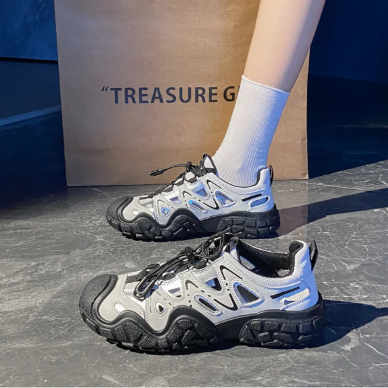 Zapatillas de Senderismo para Mujer |   Zapatos Casuales con Suela Gruesa |   Parte superior de malla transpirable, perfecta para la calle en primavera y aventuras al aire libre.