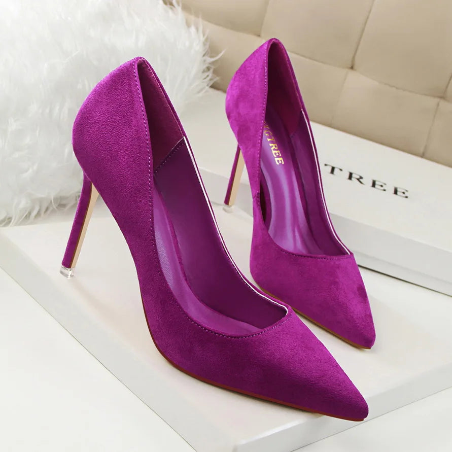 Zapatos de Tacón Alto 9cm para Mujer - Gamuza, Tallas Grandes