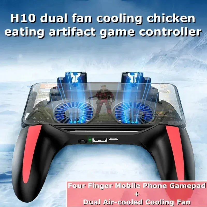 Mango de juego para teléfono móvil H10 de 4 dedos con radiador, mando de disparo, Joystick para IOS y Android, accesorios para juegos