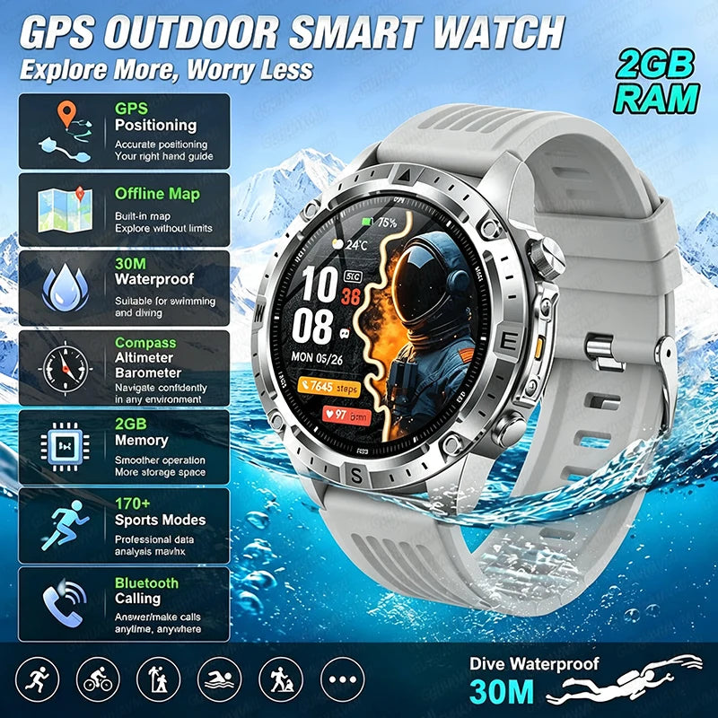 Reloj Inteligente con GPS, Mapa Offline, Linterna y 170 Deportes