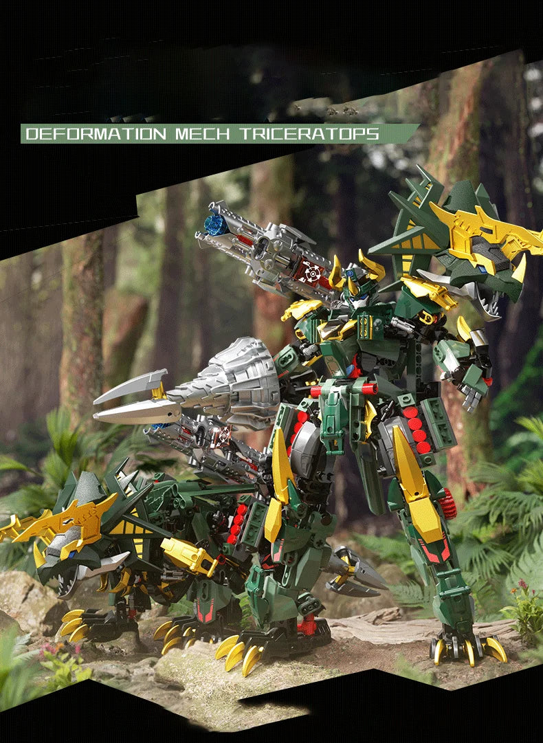 Bloques de construcción para niños, juguete de ladrillos para armar dinosaurio Mecha rex, serie F5-A0007, 2 en 1