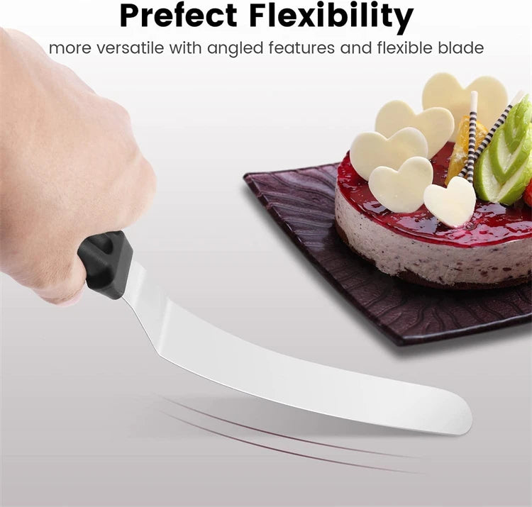 LMETJMA-espátula compensada para pasteles, espátula para glaseado de acero inoxidable con mango de plástico PP, espátula para glaseado para decoración de pasteles JT141