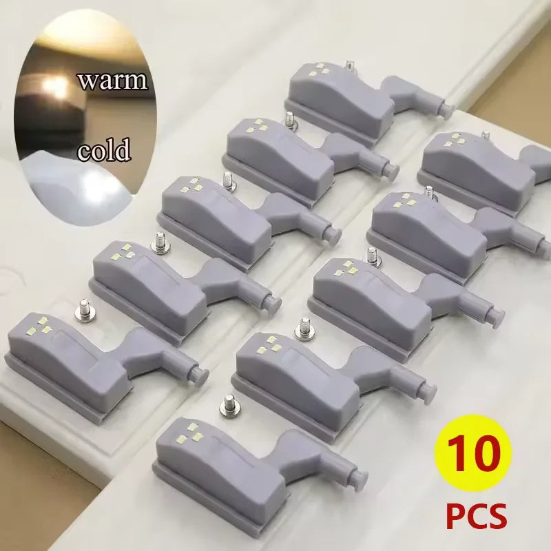 10 unids/set de luces LED para armario de cocina, lámpara con bisagra interior, iluminación para dormitorio, armario, debajo del armario, luces nocturnas