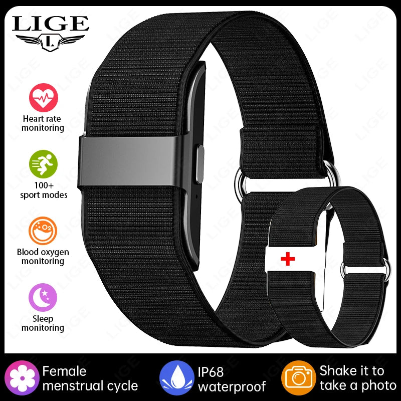 Smartwatch deportivo LIGE con monitor cardíaco, oxígeno en sangre y resistencia IP68