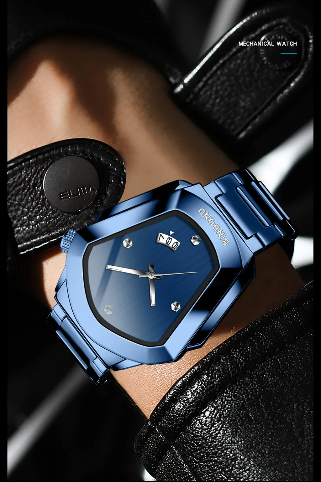 Reloj de Cuarzo BINBOND para Hombre, Lujo, Acero Inoxidable, Calendario