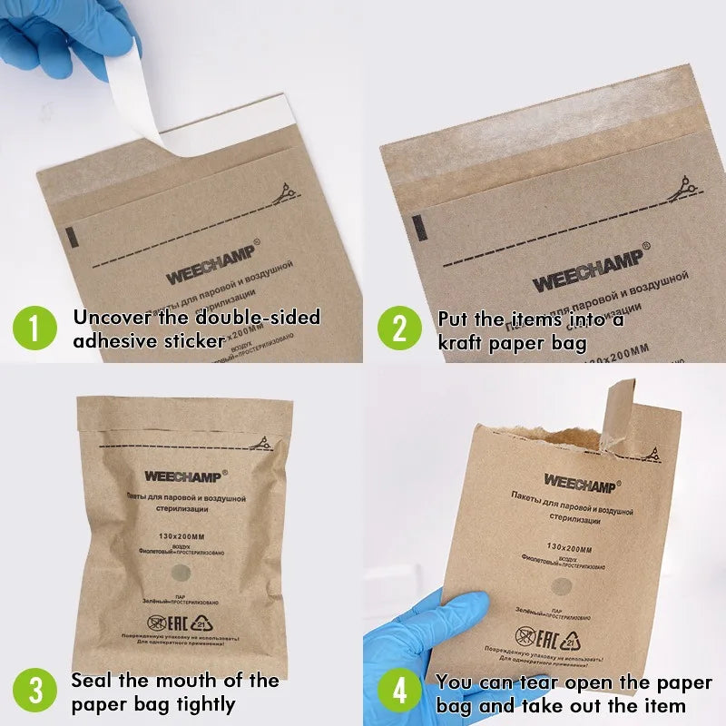 50 Bolsas Esterilizadoras para Uñas, Bolsas de Papel Kraft para Manicura, Herramientas de Limpieza para Arte de Uñas, Accesorios Desechables para Desinfección de Uñas