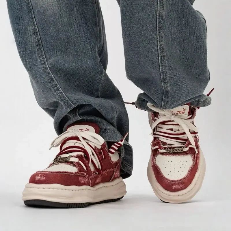 Zapatillas de skate de mezclilla retro para hombre con plataforma