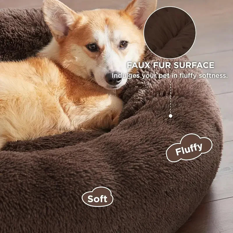 Cama Redonda de Felpa para Mascotas - Perros y Gatos
