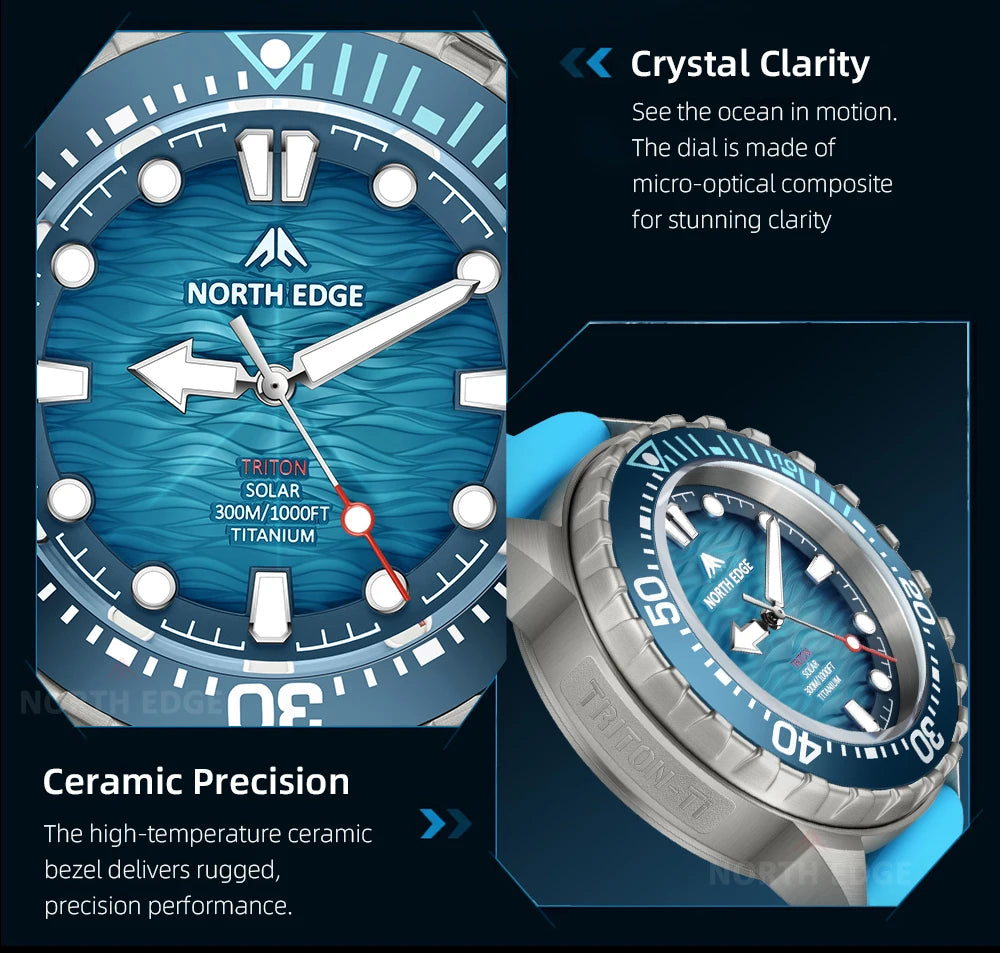 NORTH EDGE TRITON-Ti Reloj de Buceo Titanio Solar