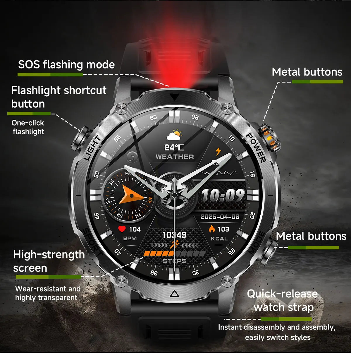 Relojes Inteligentes GPS 1400mAh AMOLED Linterna