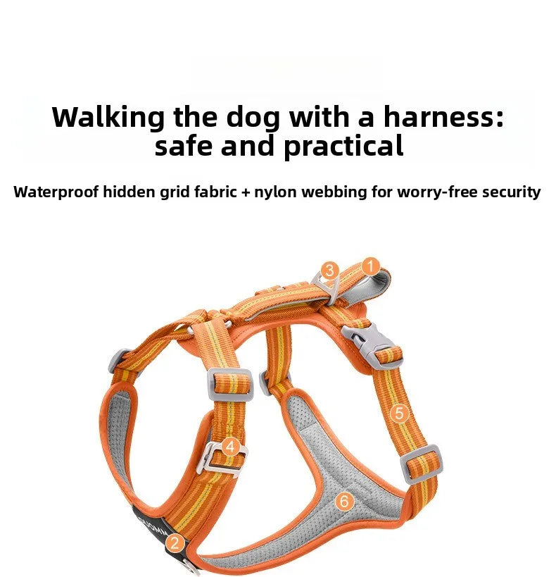 Arnés Antitirones para Perro con Chaleco Reflectante Ajustable