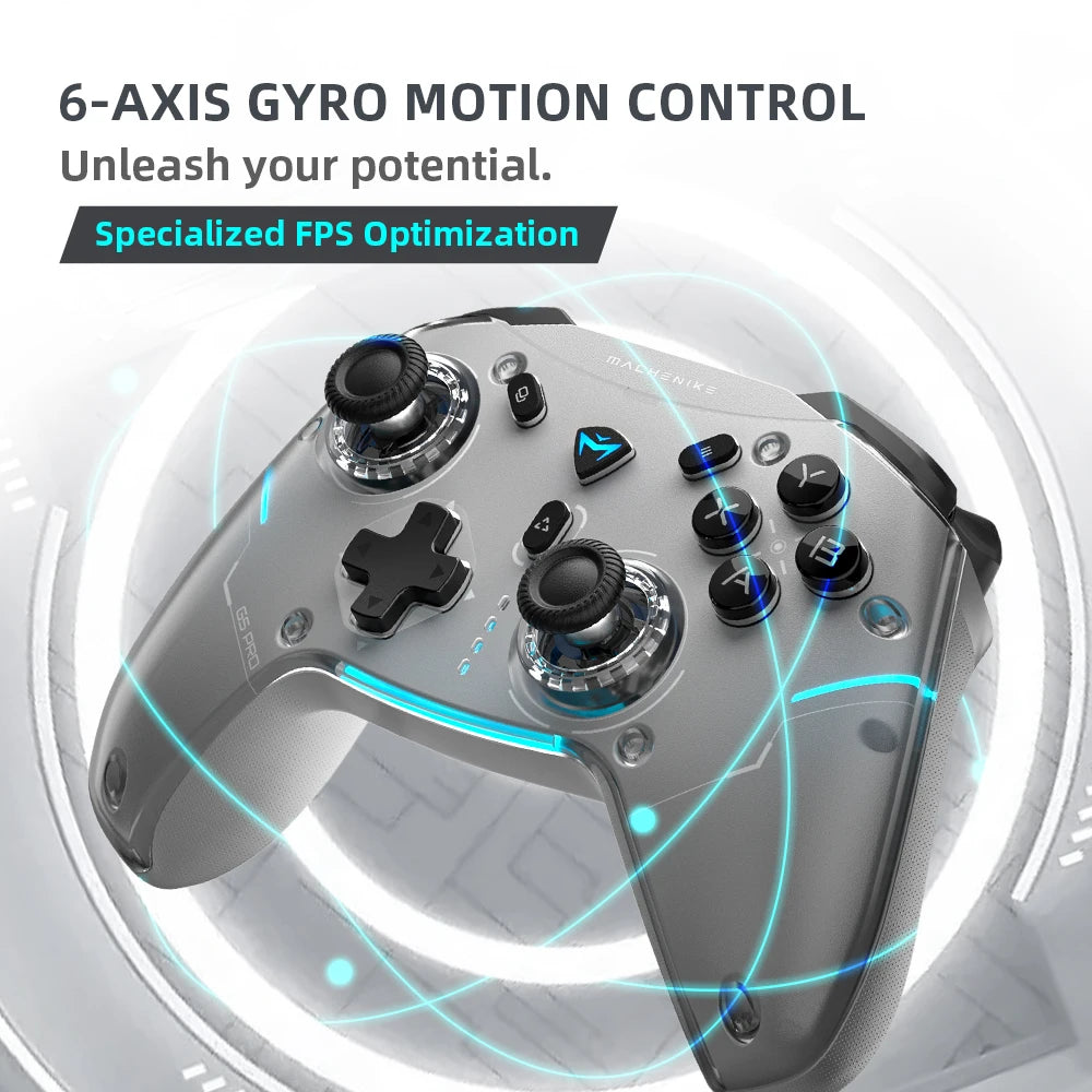 Controles de Juego Machenike G5Pro Max SE con Base de Carga, Joysticks con Efecto Hall Opcionales, Gatillos con Luz RGB, Control Inalámbrico para Juegos