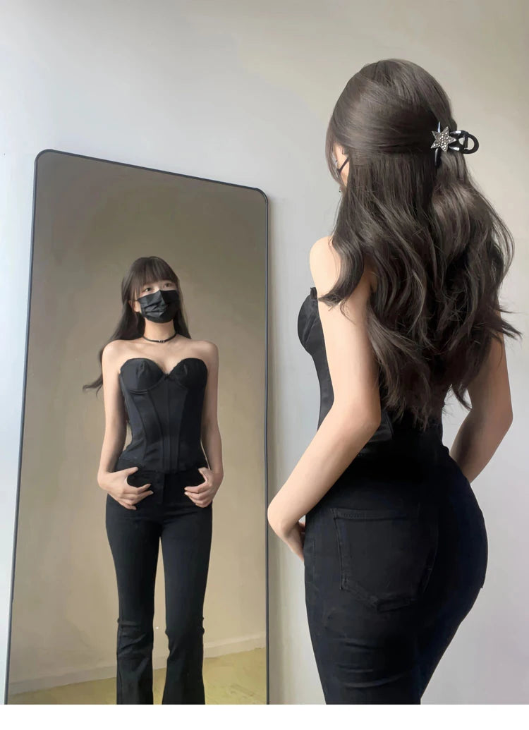 Pantalones Vaqueros Acampanados de Cintura Alta con Forro Polar para Mujer, Talla Grande