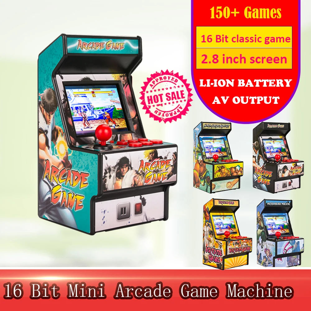 Mini consola portátil de videojuegos recreativos portátil de 2,8 pulgadas y 16 bits (más de 150 juegos retro clásicos integrados para SEGA)