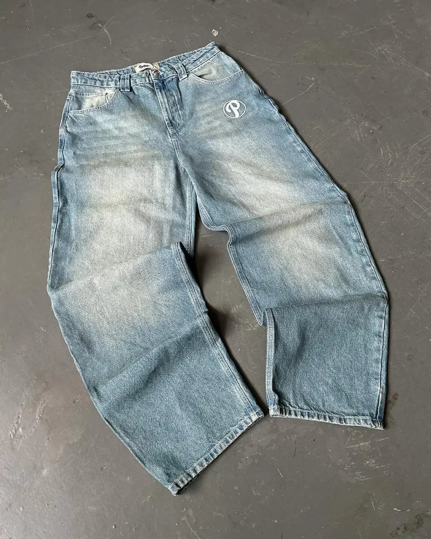 Pantalones Vaqueros Holgados Vintage de Pierna Ancha Y2K para Mujer