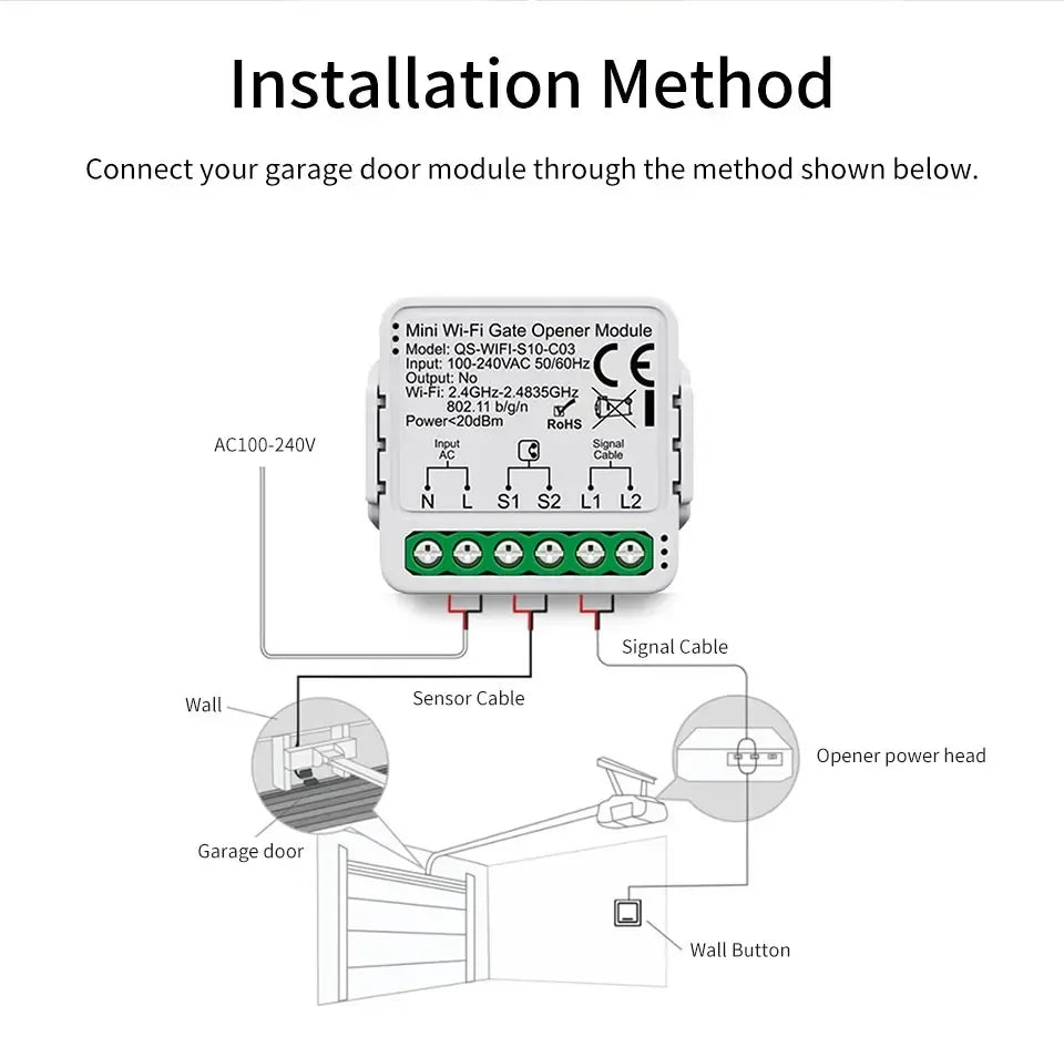 Controlador de Puerta de Garaje WiFi Zigbee Smart Life