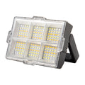 Luz de trabajo solar, reflectores portátiles de 150 LED con soporte - Lámpara exterior recargable impermeable de 4 modos para sitio de trabajo, camping
