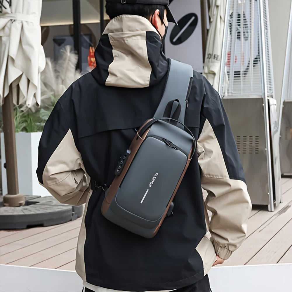 Bolso antirrobo con bloqueo de contraseña para hombre, bolso de pecho para hombre, Mochila pequeña deportiva informal, bolso de hombro tipo bandolera, bolso para motocicleta