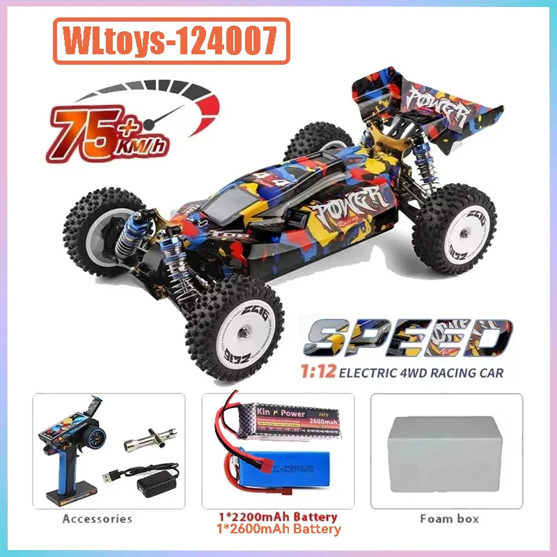 75 KM/H WLtoys 124016 V8 RC coche sin escobillas 4WD eléctrico de alta velocidad todoterreno Control remoto Drift Rc coches para adultos Juguetes
