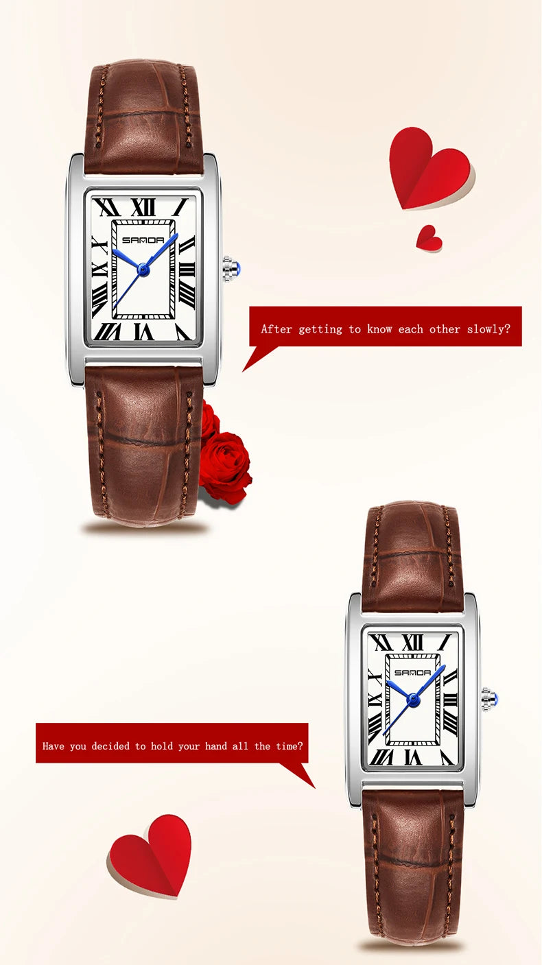Relojes de Cuarzo SANDA para Pareja, Correa de Cuero