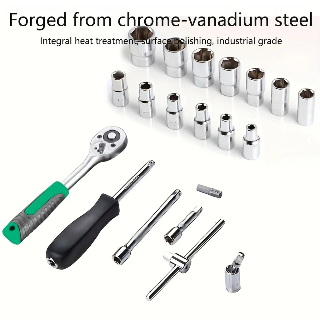 Juego de herramientas de reparación mecánica de automóviles, multifuncional con enchufe, llave y juego de trinquete, reparación de automóviles, kit de herramientas mecánico, 150/46 Uds.