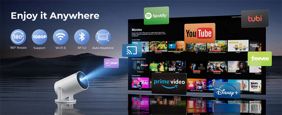 Nuevo Proyector HY300 2026, 4K, Android 11, Wifi6, 290ANSI, Allwinner H713, BT5.0, 1080P, 1280*720P, Cine, Portátil para Exteriores ﻿