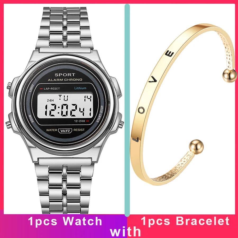 Reloj de Mujer Retro Pantalla LED Digital Deportivo