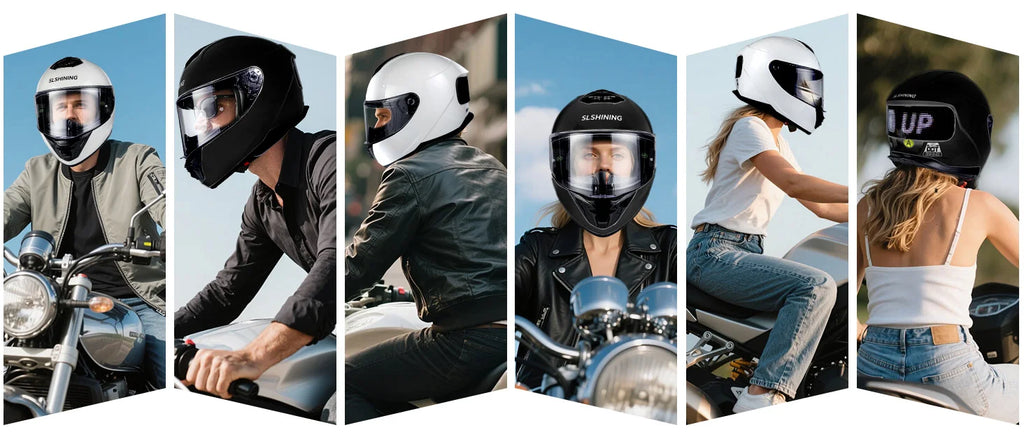 Cascos de Motocicleta SLSHINING con Pantalla LED, Luz Trasera Recargable con Control por Aplicación, para Hombres y Mujeres