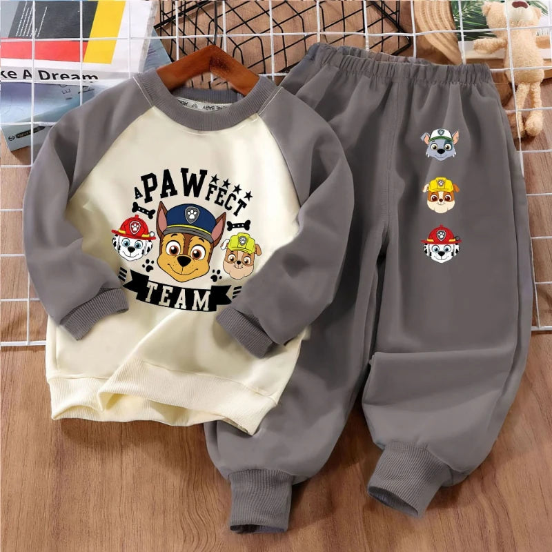 Conjuntos de 2 piezas de sudaderas con estampado de PAW Patrol para niños, sudaderas con capucha y pantalones con cuello redondo, conjunto de 2 piezas, ropa deportiva para niños, traje para primavera y otoño