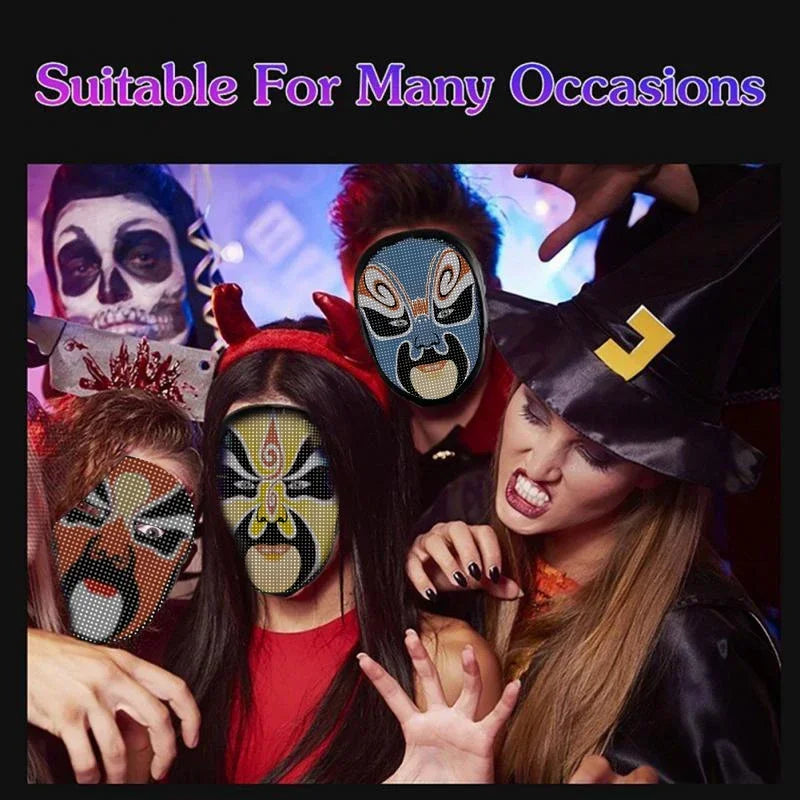 Máscara LED con Bluetooth, controlada por aplicación, cambia la imagen de tu rostro, fotos personalizadas para cosplay, accesorio para disfraz de Halloween.