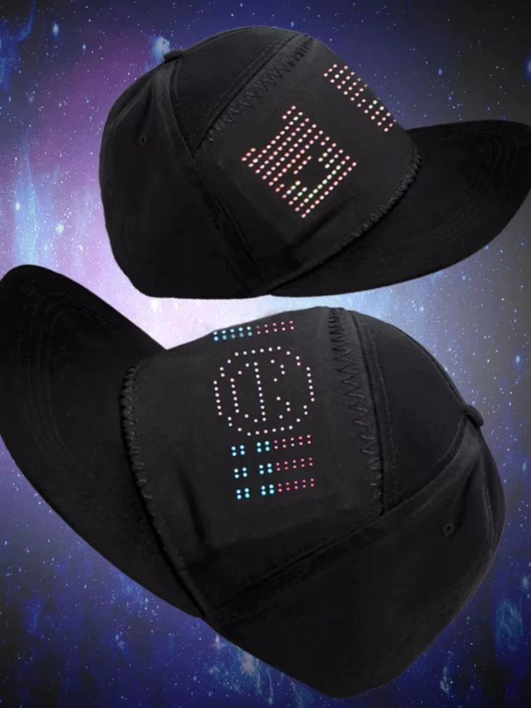 2025 nueva gorra LED, Control de aplicaciones en varios idiomas, edición DIY, sombrero genial iluminado (texto, música, imagen, dibujo) para hombres y mujeres