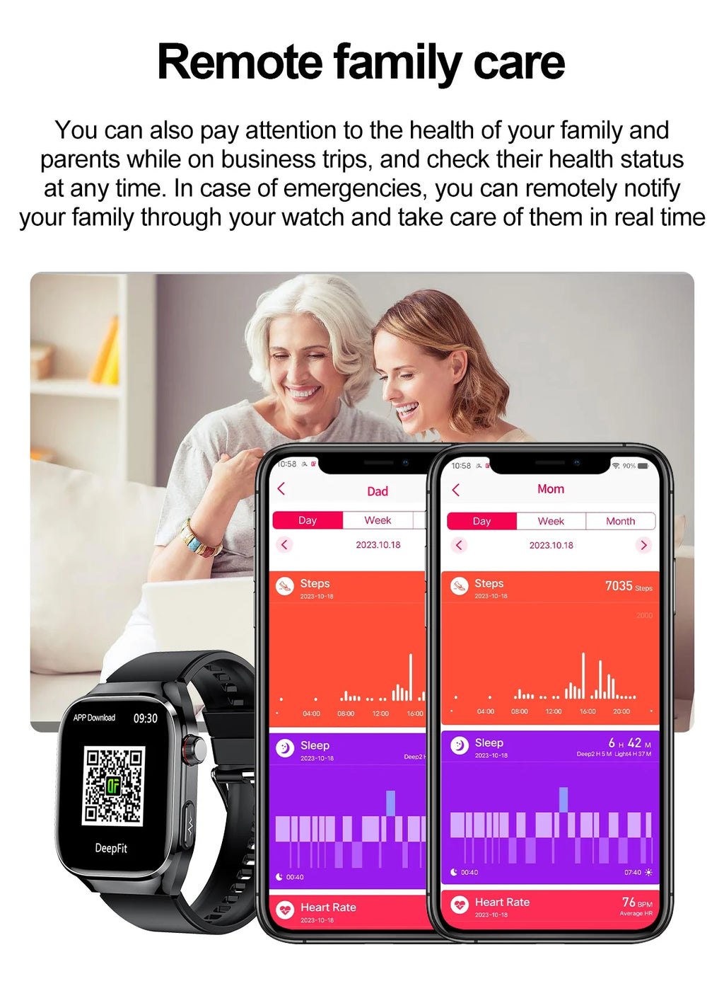 Reloj Inteligente ECG Presión Arterial Bluetooth