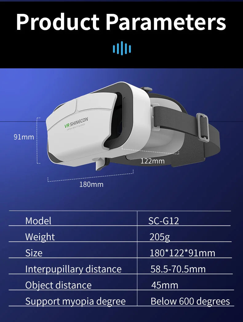 Shinecon Viar gafas de realidad Virtual VR auriculares dispositivo 3D casco gafas lentes para teléfono inteligente juego celular conjunto móvil