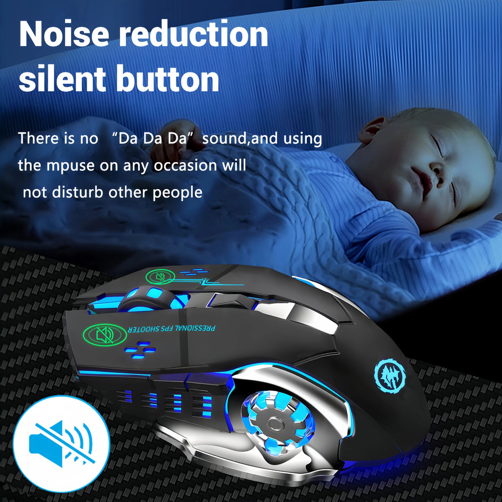 Ratón inalámbrico de 2,4G con Bluetooth, ratón retroiluminado RGB para juegos, ratón recargable, ratón silencioso de 3600 DPI para Macbook y portátil