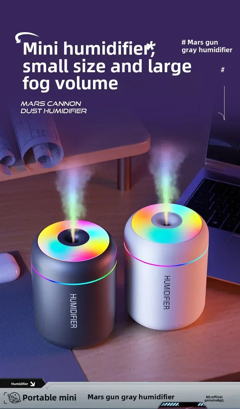Mini humidificador difusor de aromas USB 180 ml para auto con luces