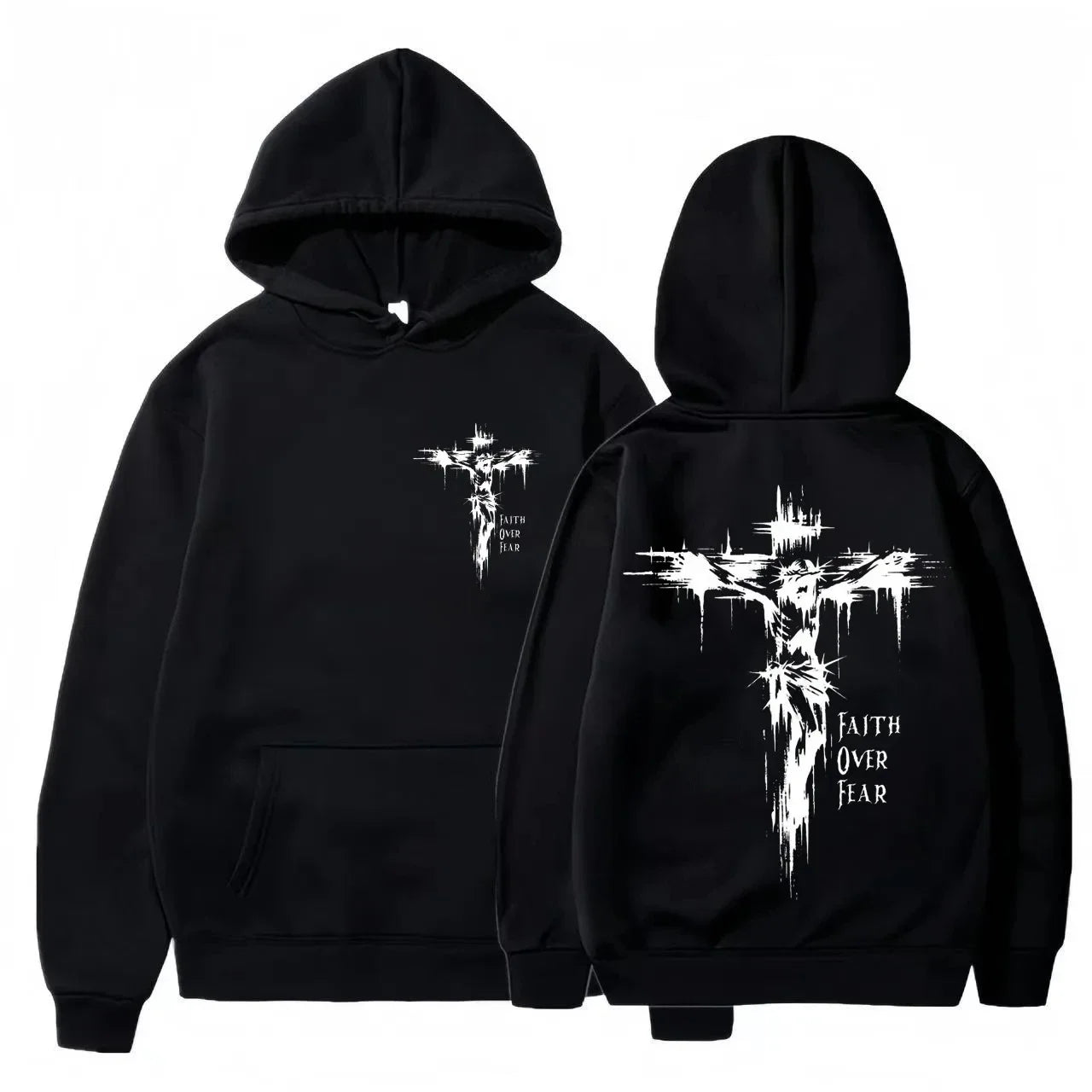 Sudadera con Capucha Estampado Religioso para Hombre, Pullover