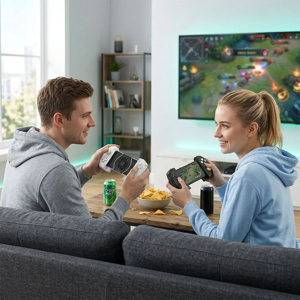 Controlador de Juego Inalámbrico con Ventilador de Refrigeración, Gamepad Extensible para Android, iOS, PC/Switch, Xbox con Joysticks de Efecto Hall