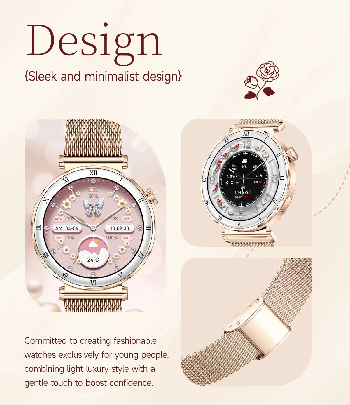 LIGE Reloj Inteligente Ultrafino 6.2mm Mujer