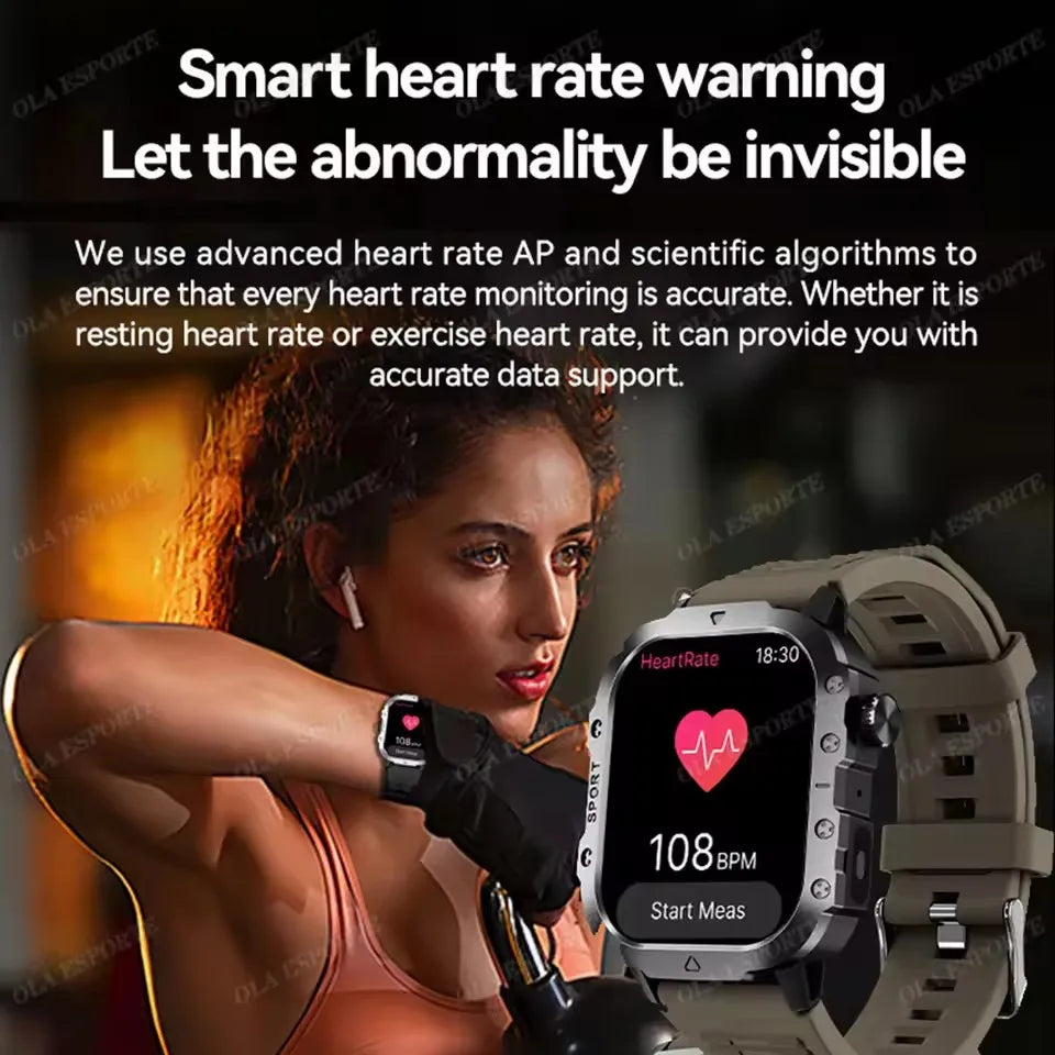 Reloj Inteligente Militar Resistente 2026, para Hombre, con Llamadas Bluetooth, Monitoreo de Salud, Voz AI, Deportivo, Resistente al Agua, para Android