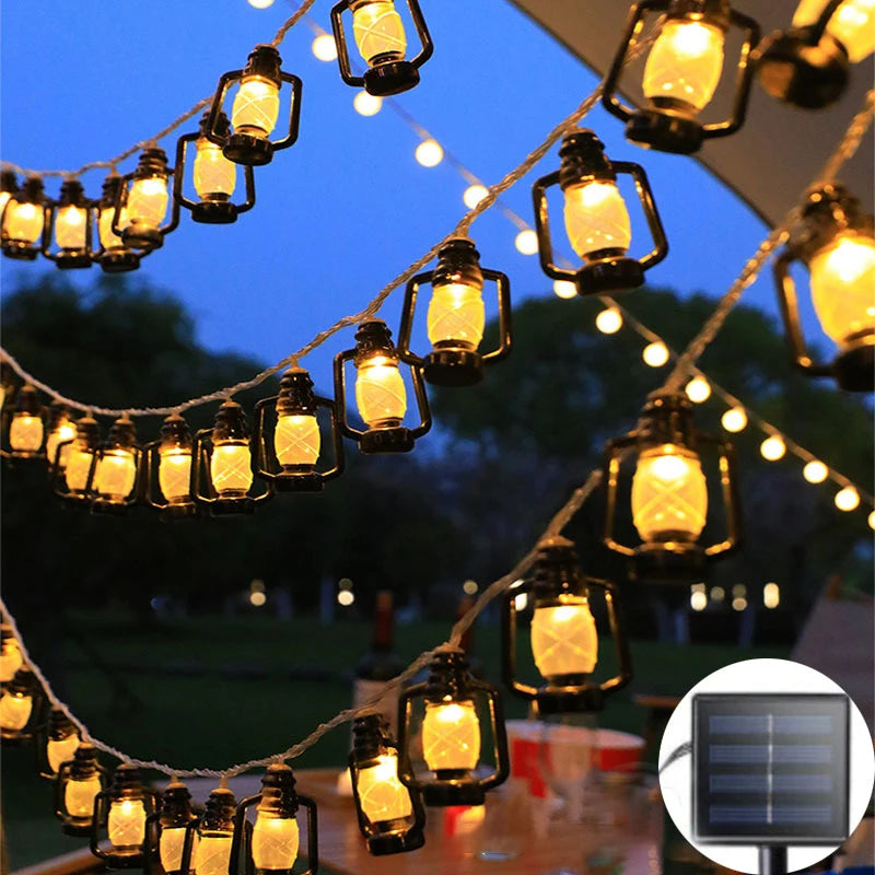 Guirnalda de Luces LED Solares, Lámpara de Botella Retro, Guirnalda de Luces Decorativas Navideñas, Lámpara de Ambiente para Jardín, Luz para Acampar al Aire Libre