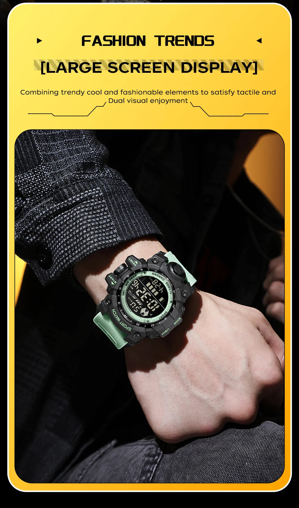 Reloj Digital LED Deportivo SANDA para Hombre, Estilo Militar, Resistente al Agua