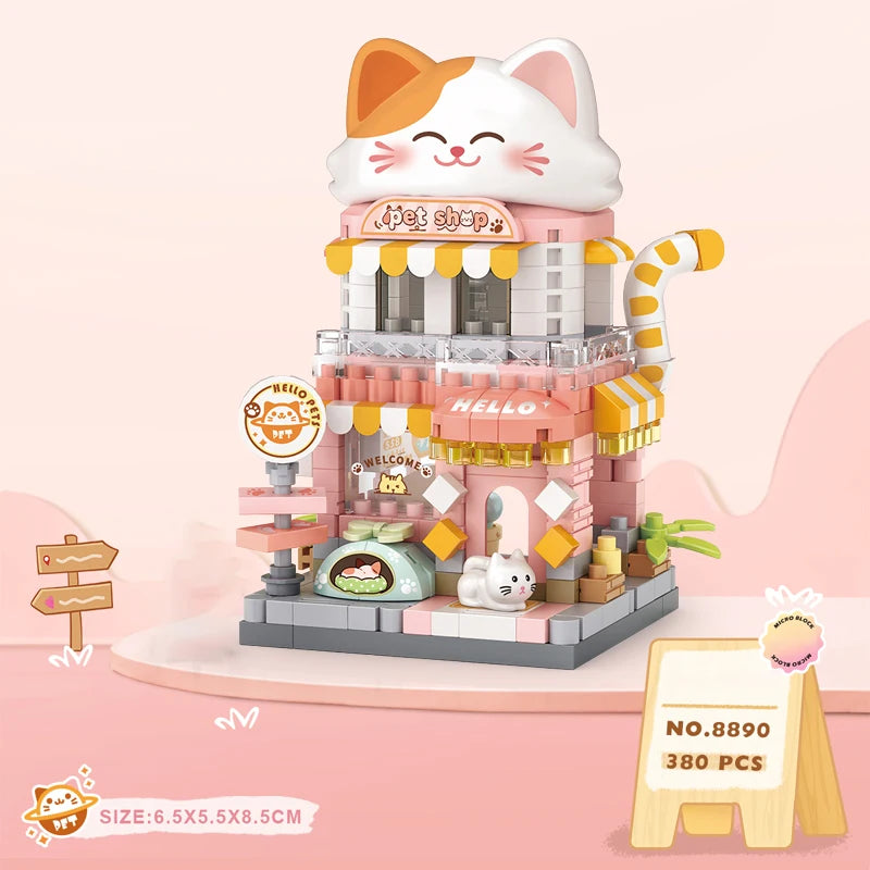LOZ Food Street Bakery, Tienda de Té con Leche, Modelo Arquitectónico para Armar, Bloques de Construcción de Juguete, Escena de Calle, Regalos de Cumpleaños para Niños