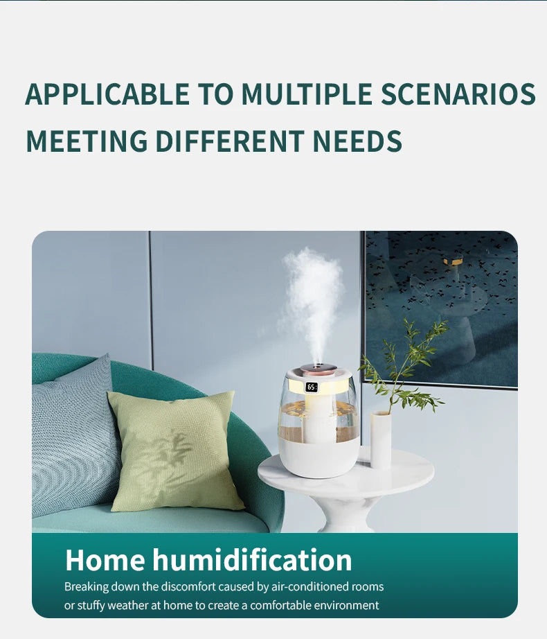 Humidificador Doble Pulverización Pantalla Digital