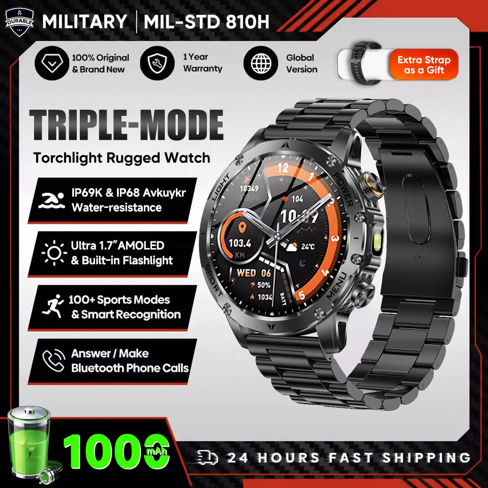 AK87 Reloj Inteligente GPS Linterna 3ATM