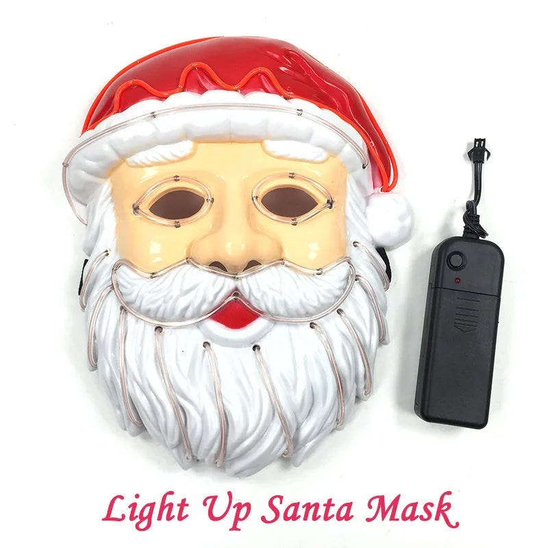 Máscara de fiesta de Navidad, mascarada de Navidad, Cosplay, Papá Noel, máscara LED, accesorios divertidos para disfraz de fiesta, regalo de Navidad, juguete para niños