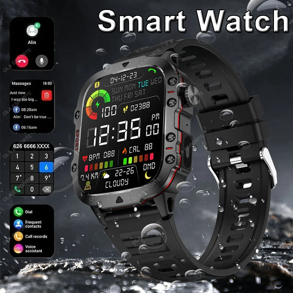 Reloj Inteligente Militar 2026 para Hombre, IP67 3ATM, GPS para Exteriores, Monitor de Actividad Física y Salud, Pantalla de 1.44 Pulgadas, Llamadas Bluetooth