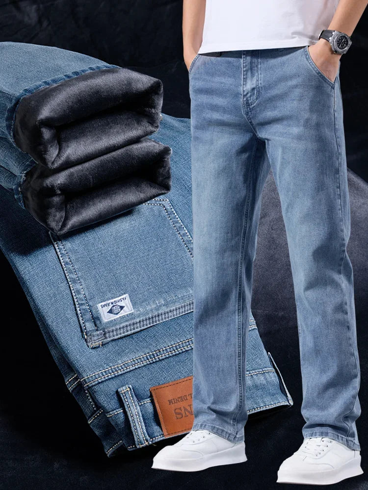 Pantalones Vaqueros de Lana para Hombre, Terciopelo, Recto Clásico